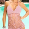 Magnolia Baby Pink One Piece Scrunch Bottom Monokini Sexy Crochet Swimsuit