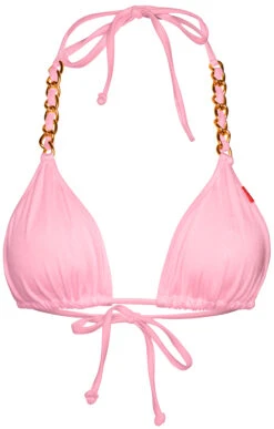 Baby Pink Triangle Bikini On A Chain Top
