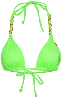 Neon Green Triangle Bikini On A Chain Top