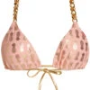 Blush & Gold Pineapple Triangle Bikini On A Chain Top
