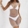 Emilia White Beaded Crochet Beach Dress Cover Up